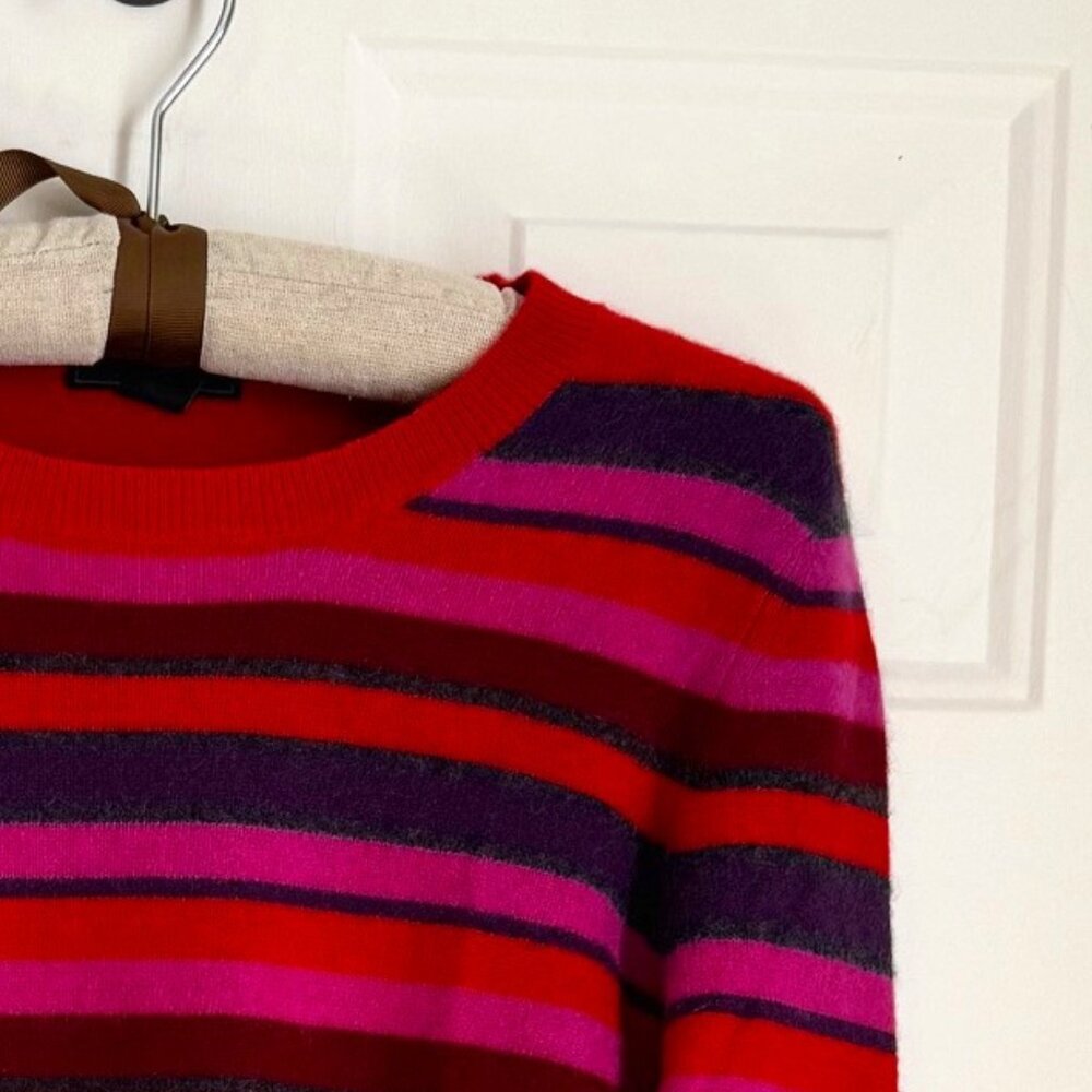 Saks | 100% Cashmere | Vibrant Pink/Red/Purple Stripes | M